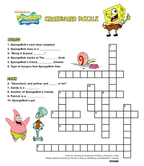 spongebob crossword puzzle